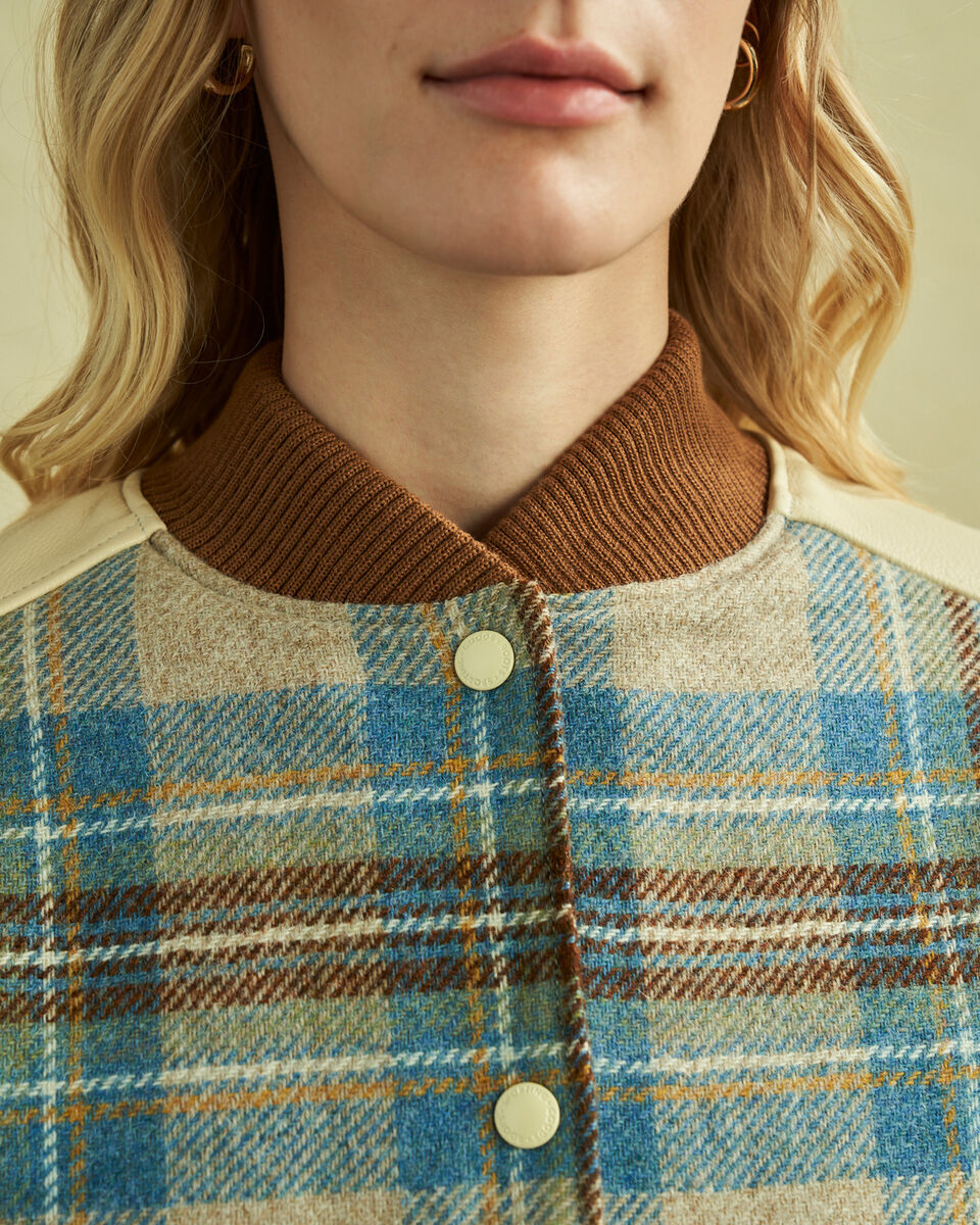 Moon Plaid A-Line Varsity Jacket