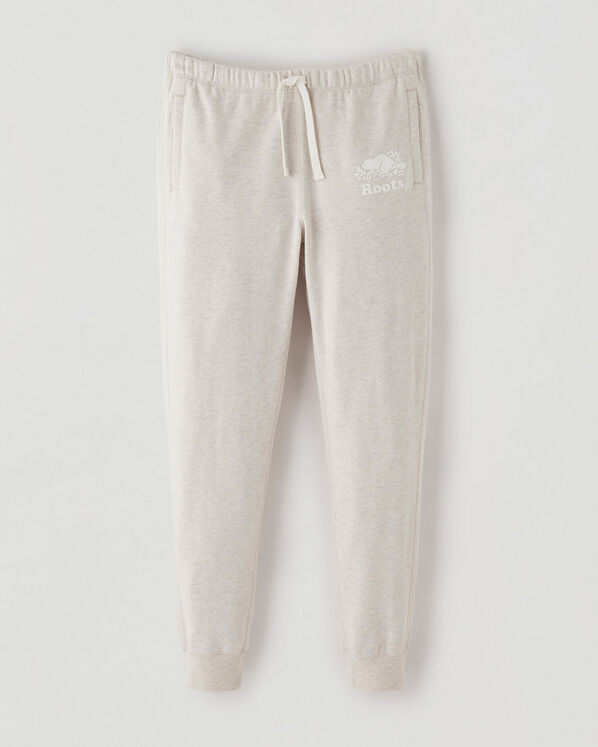 Pantalon original ajusté à cheville côtelée en molleton de coton bio