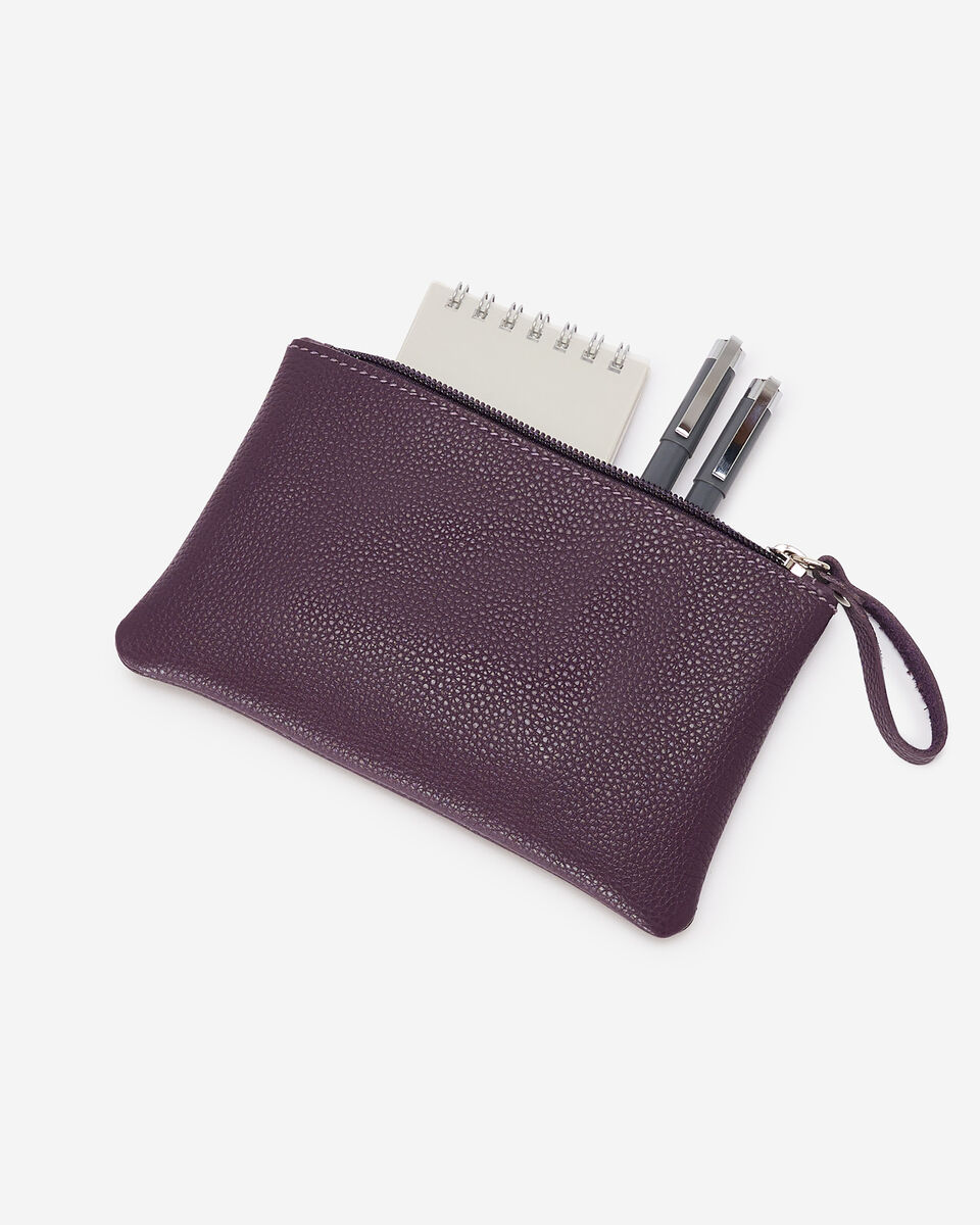 Pochette moyenne à glissière en cuir Cervino