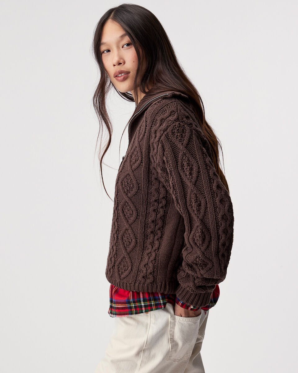 Cable Knit Quarter Zip Sweater