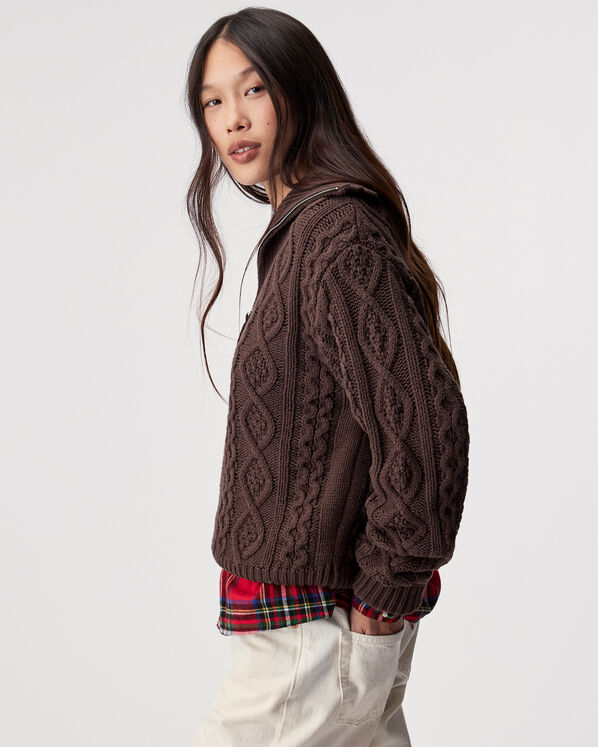 Cable Knit Quarter Zip Sweater