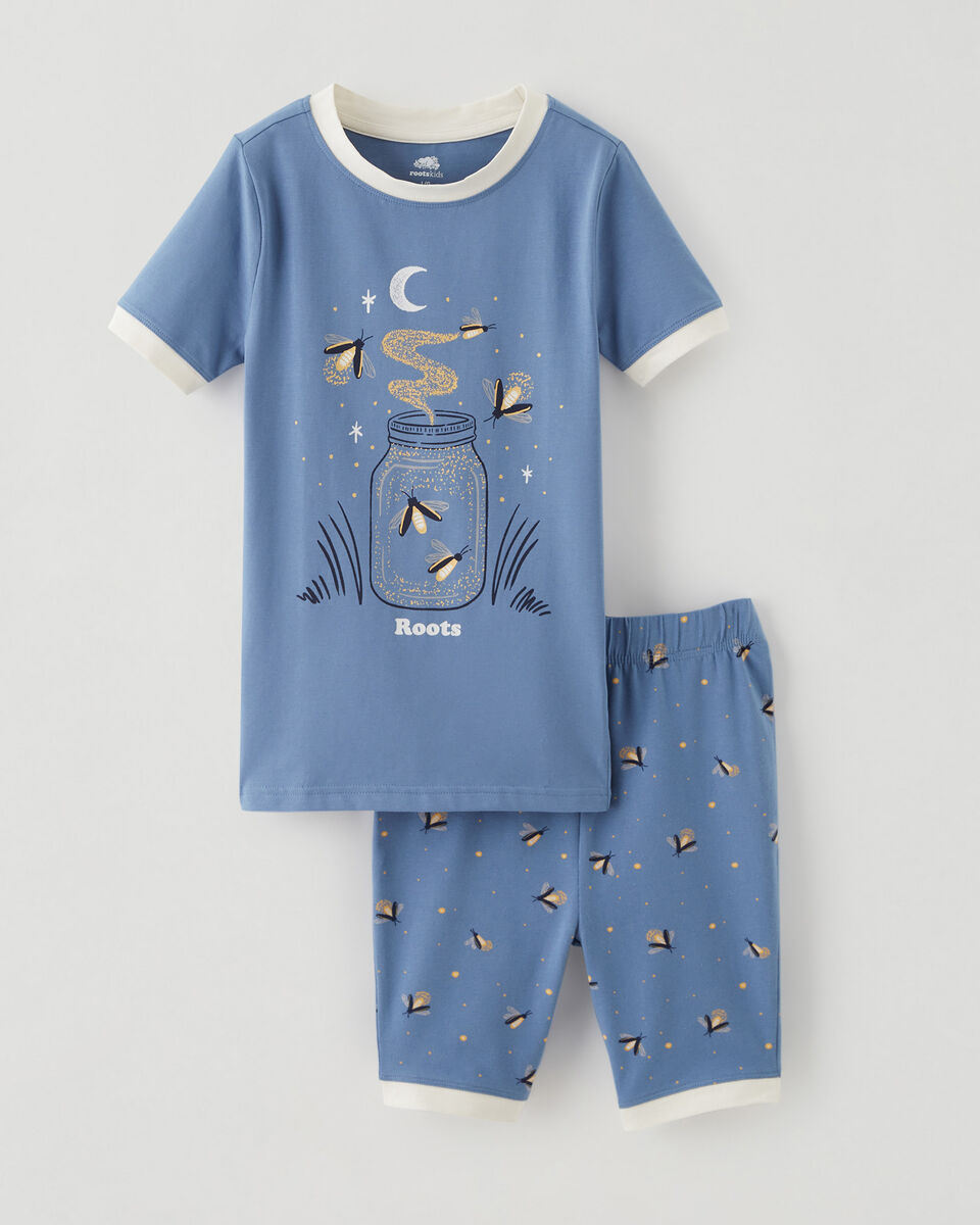 Lounge pyjama set made from soft organic cotton jersey - blue