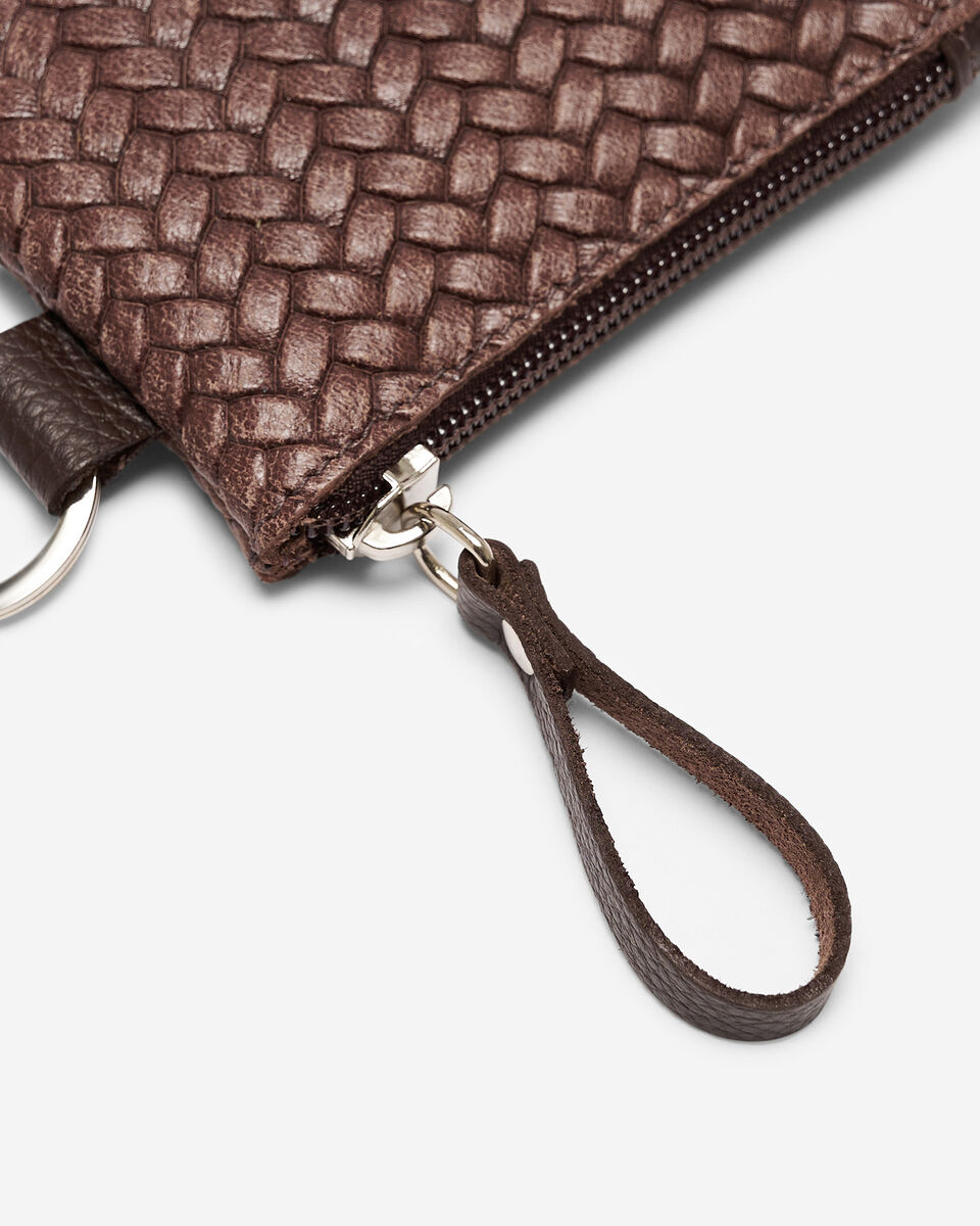 Pochette &agrave; glissi&egrave;re en cuir tiss&eacute;
