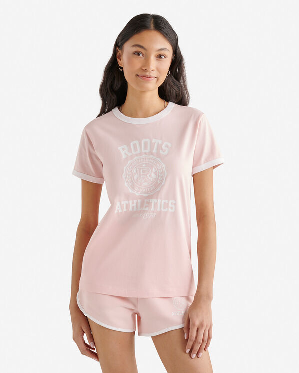 T-shirt classique à bordures contrastantes pour femme