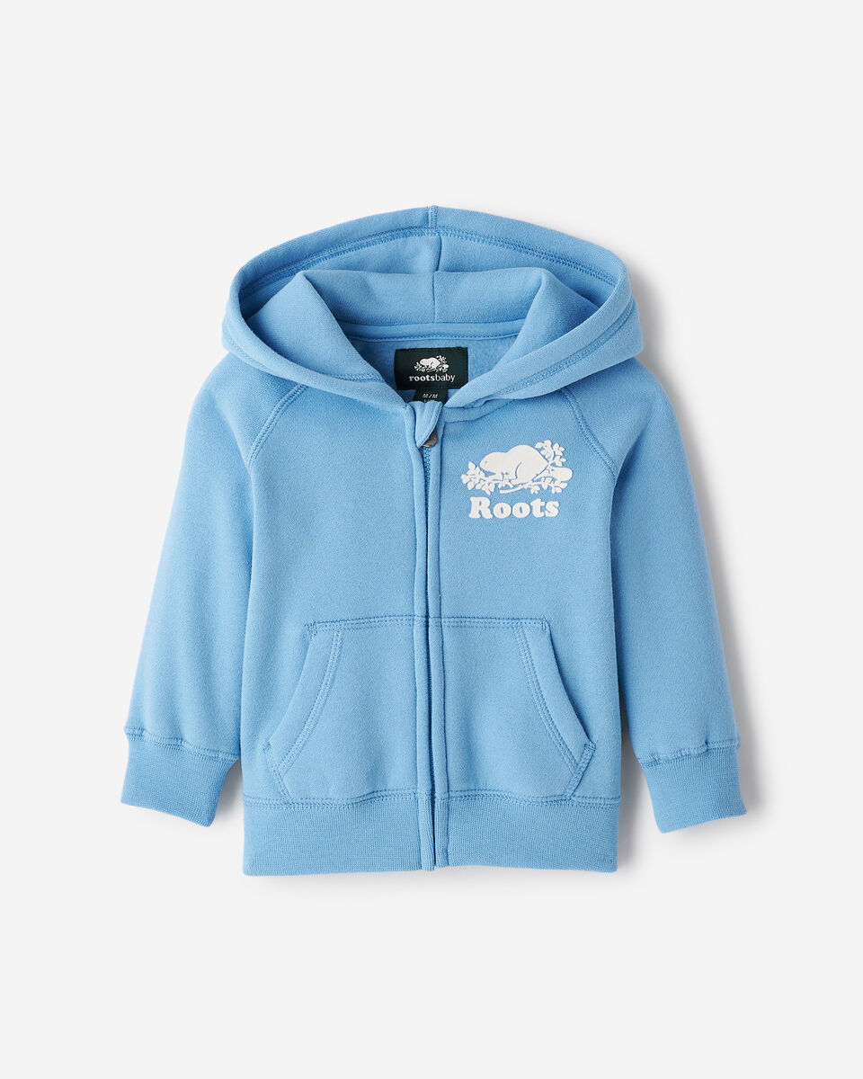 Chandail original à capuchon et glissière en coton bio pour bébés