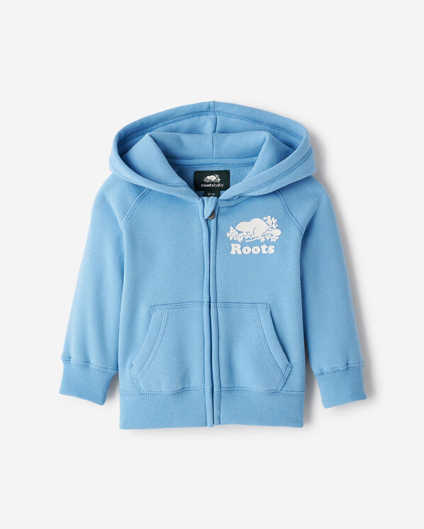 Chandail original à capuchon et glissière en coton bio pour bébés
