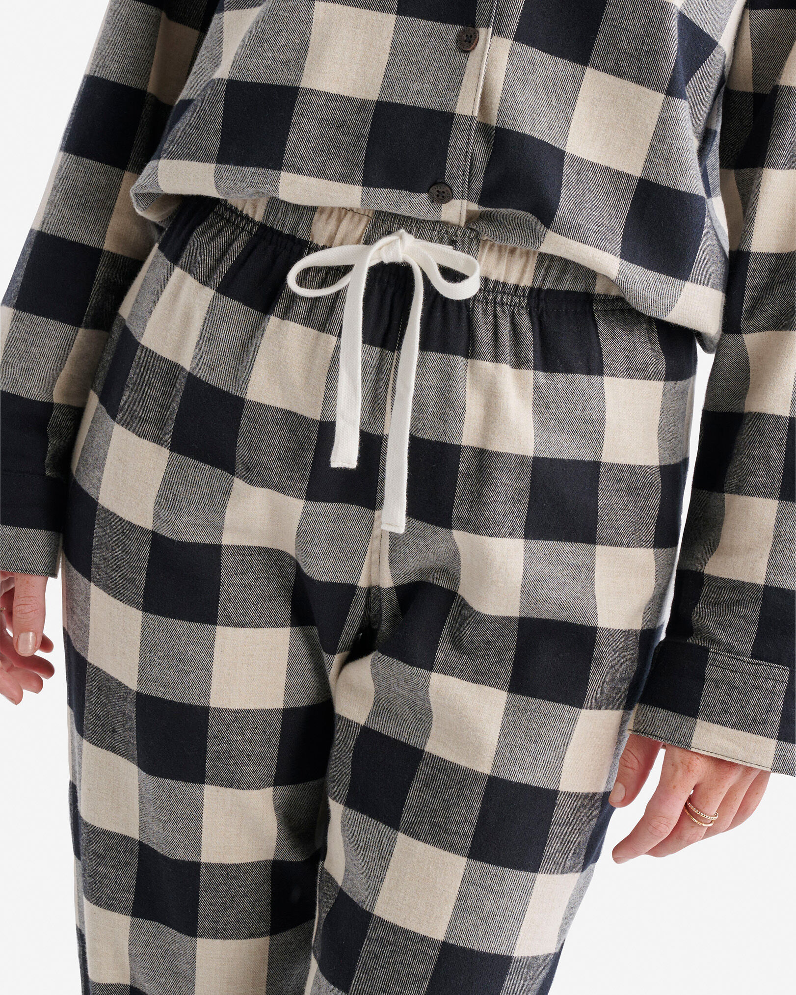 Black and white plaid pajama set best sale