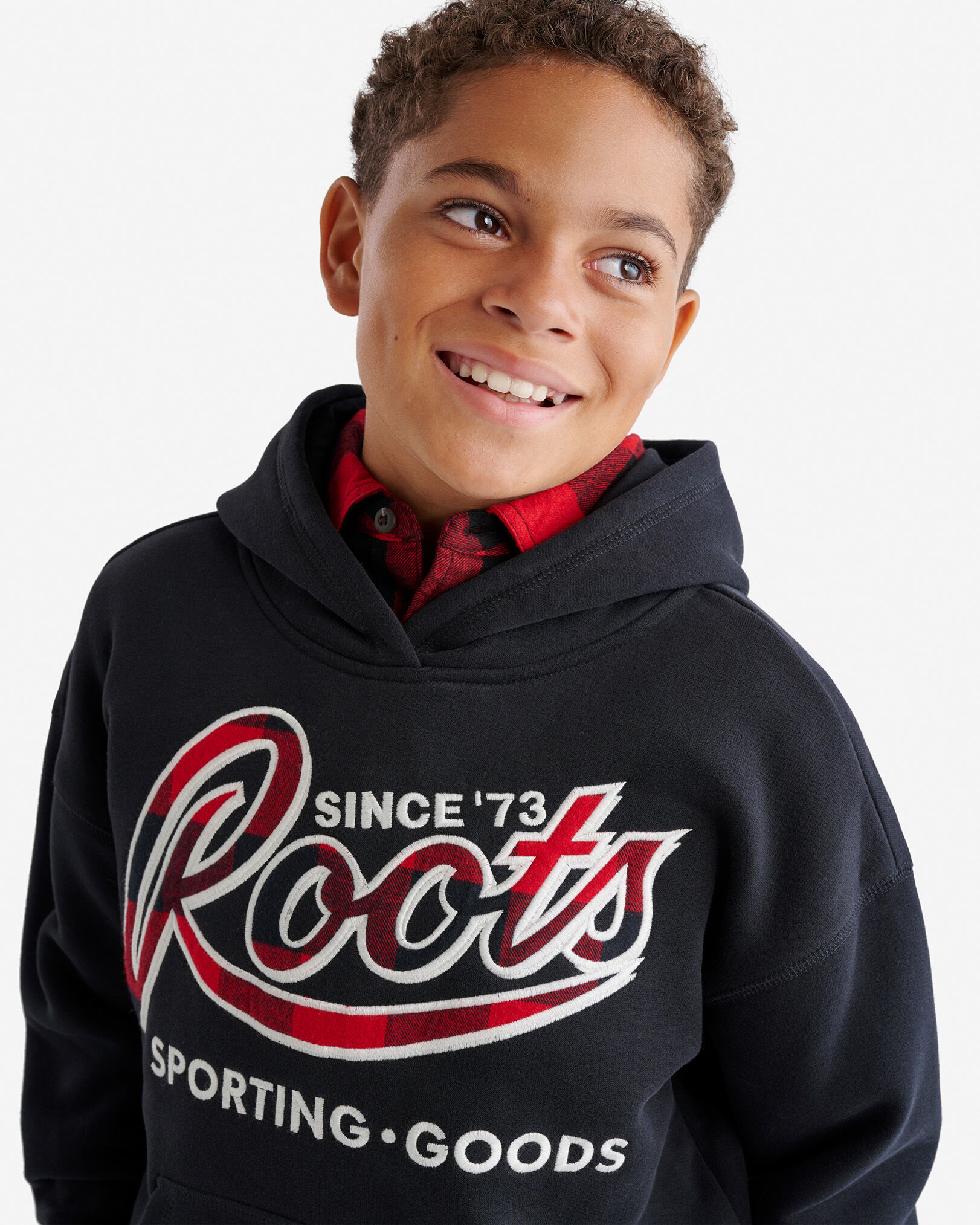 Kids Plaid Applique Hoodie