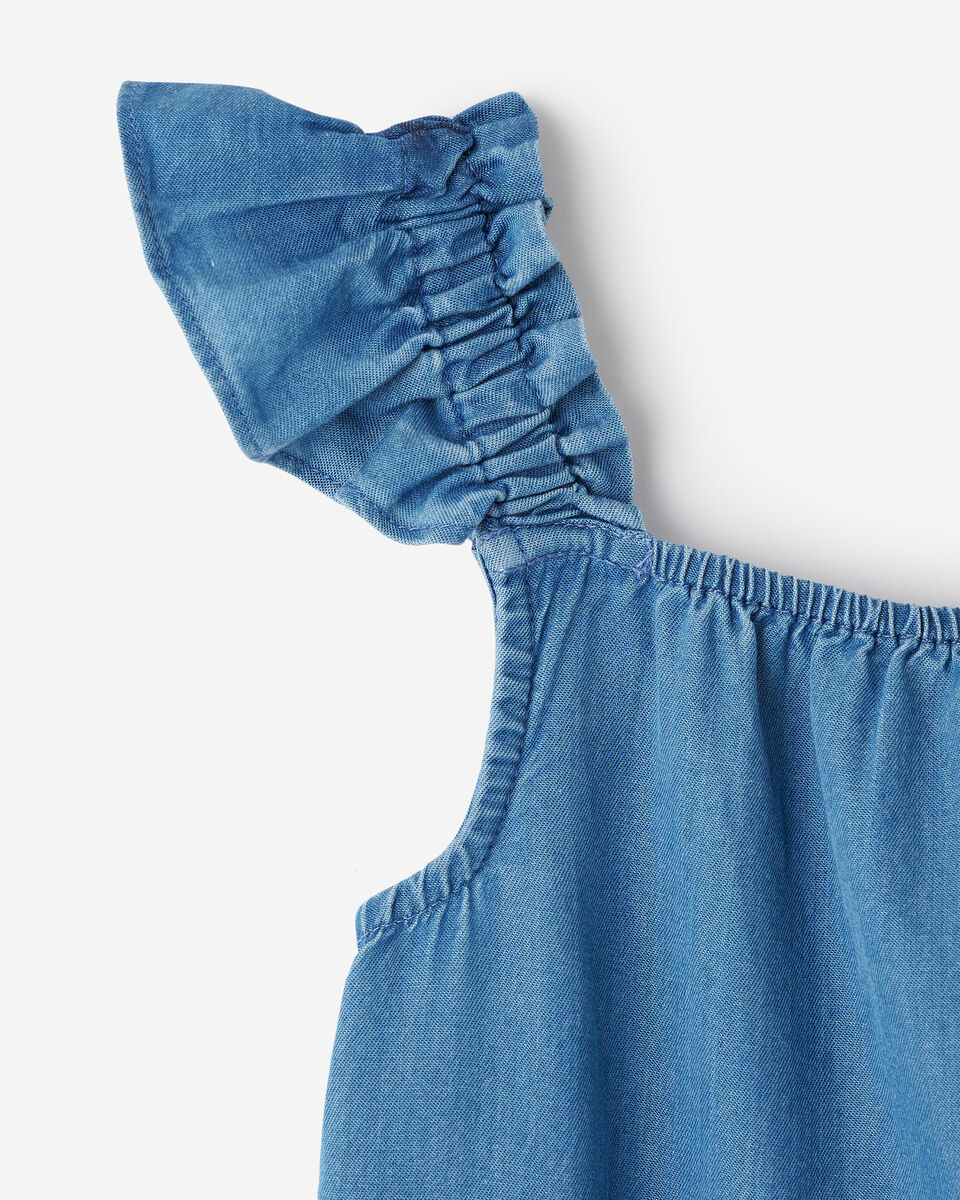 Toddler Girls Chambray Ruffle Dress