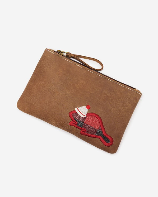 Pochette à glissière cabane Castor en cuir Tribe