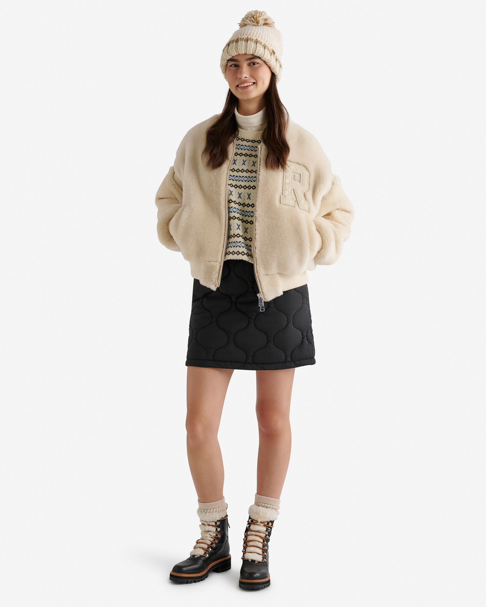 Shearling Fur Out Varsity Jacket