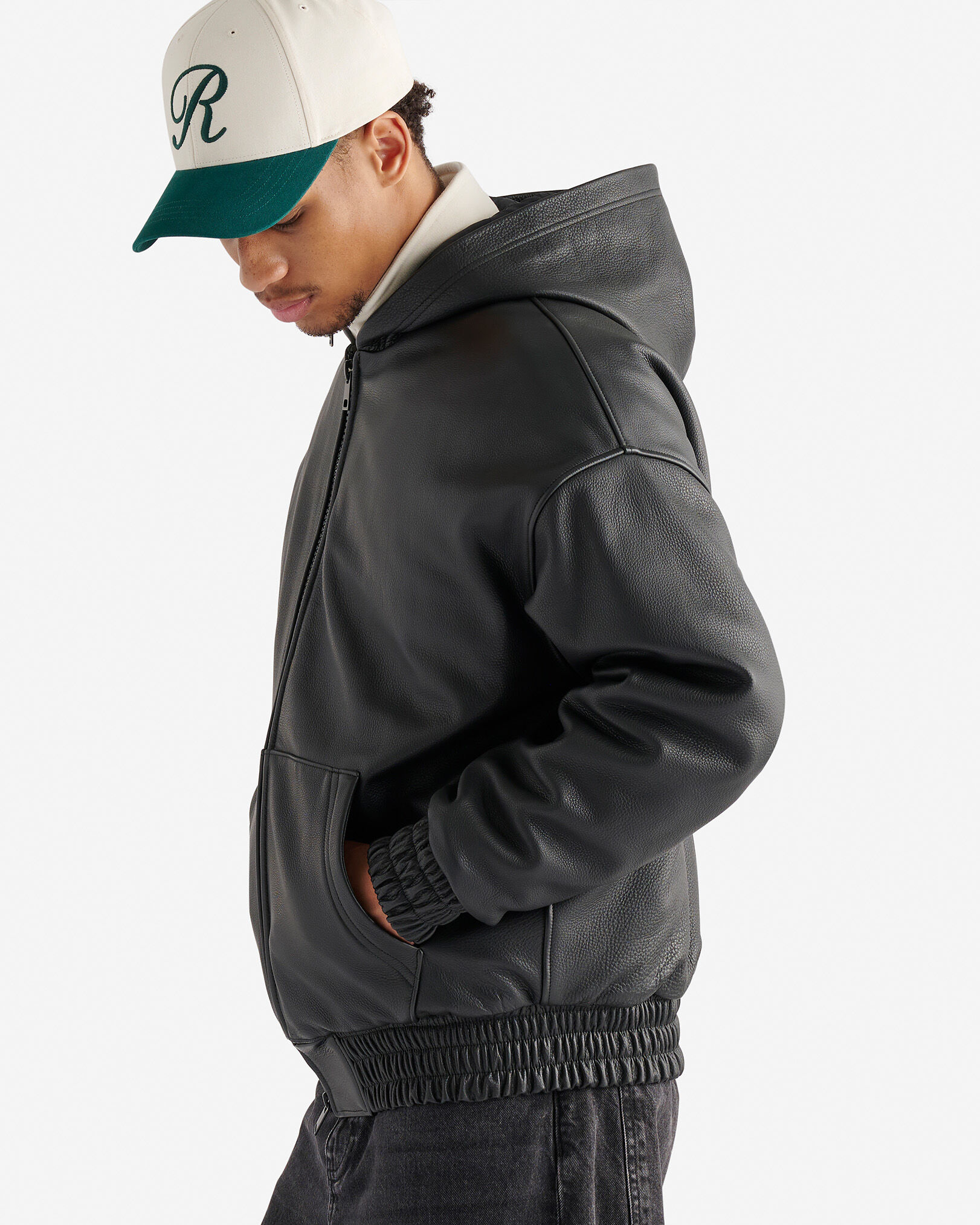 Leather sweatshirt hot sale