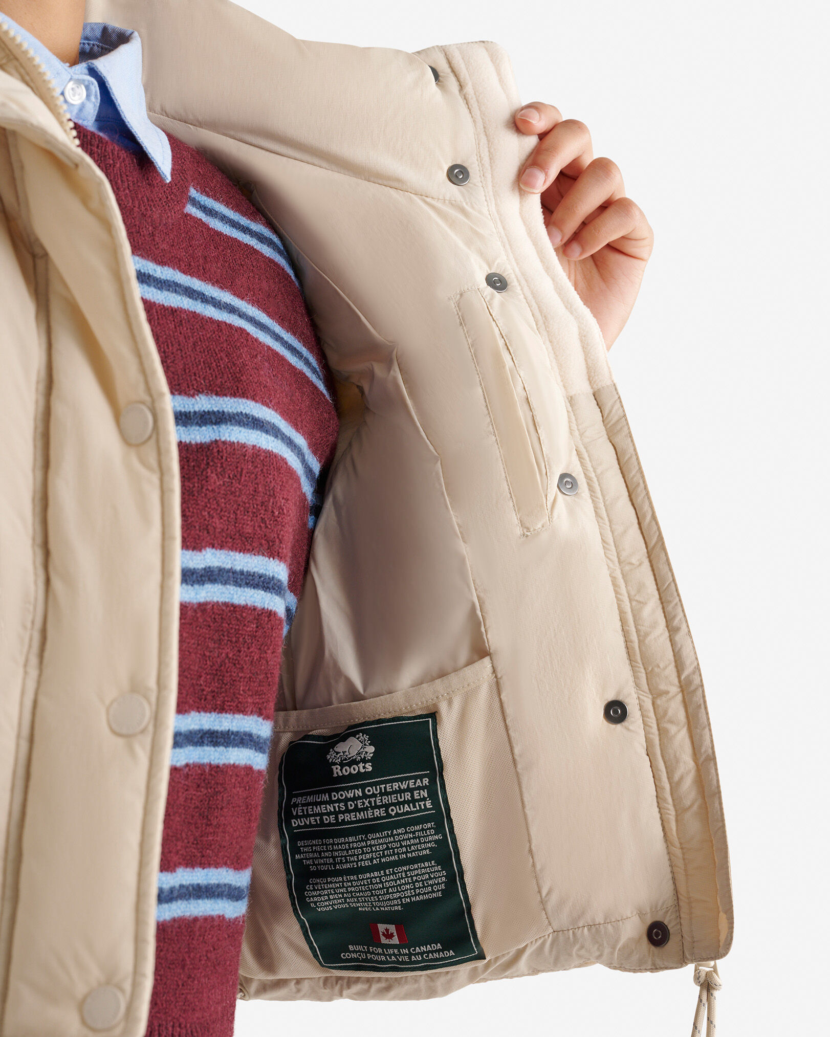 Veste bouffante courte en duvet Roots