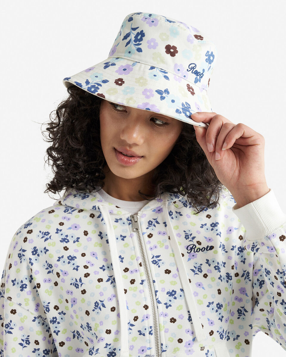 Chapeau style p&ecirc;cheur r&eacute;versible floral
