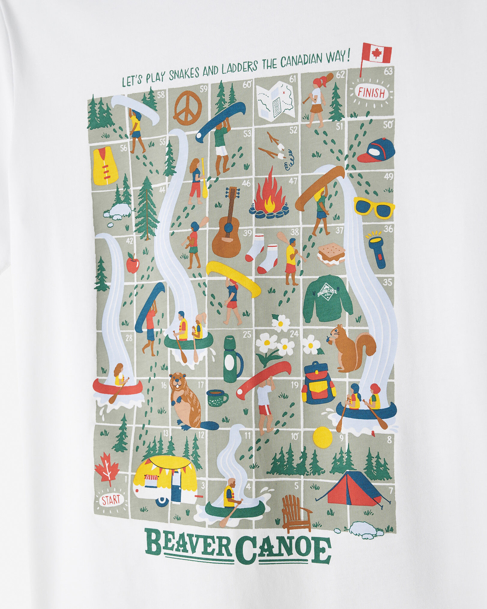 Kids Beaver Canoe Snakes And Ladders T-Shirt