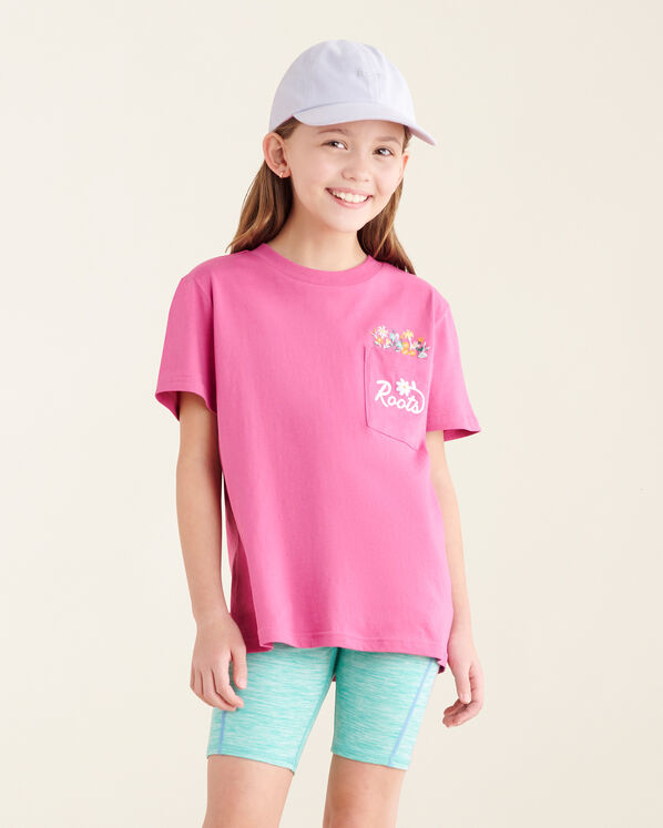 T-shirt motif floral à poche pour enfants
