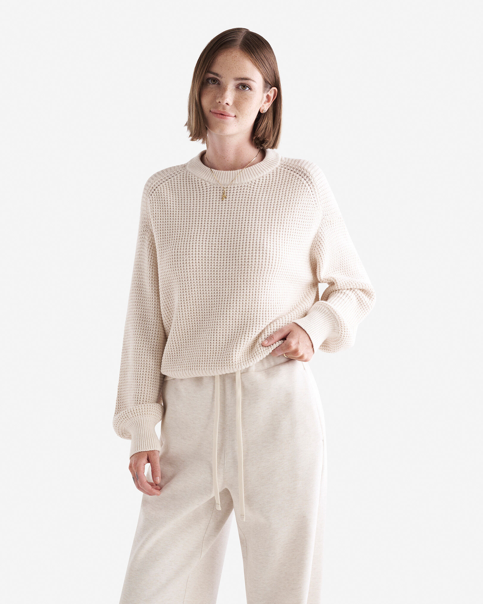 Waffle crew sweater 2025
