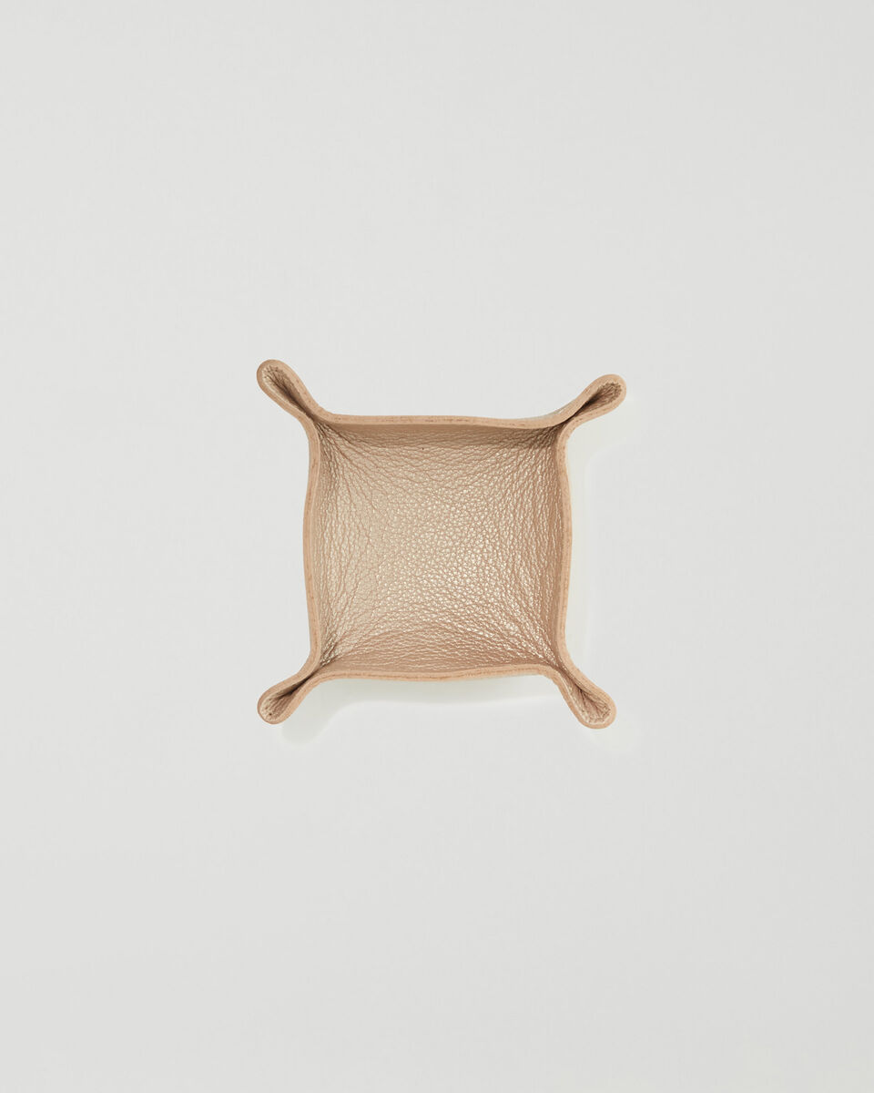 Small Leather Tray Metallic
