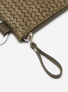 Pochette &agrave; glissi&egrave;re en cuir tiss&eacute;