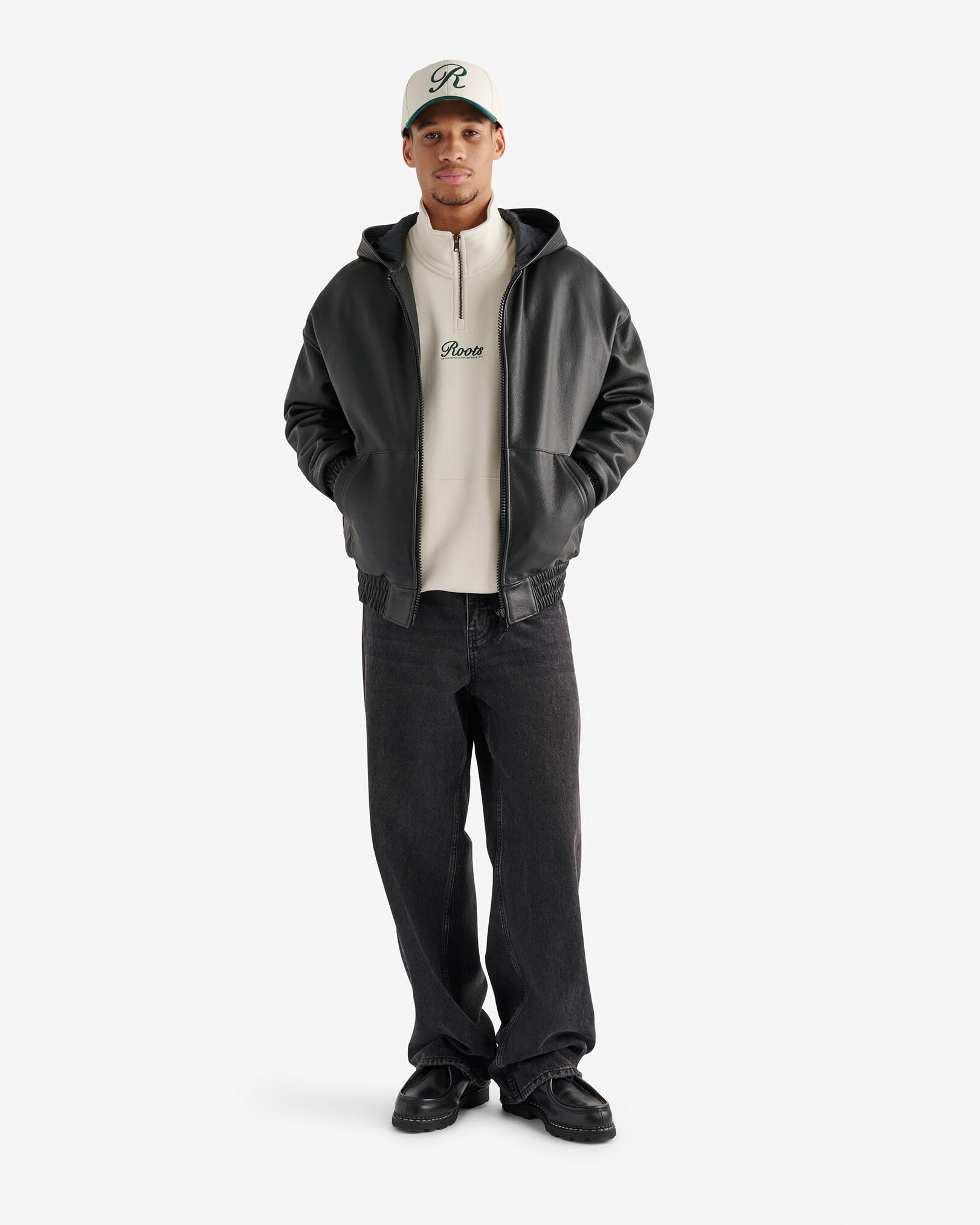 Grey hoodie leather jacket outlet