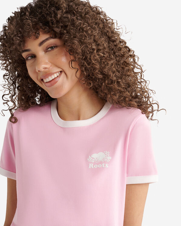 T-shirt &agrave; bordures contrastantes en coton bio Cooper pour femme