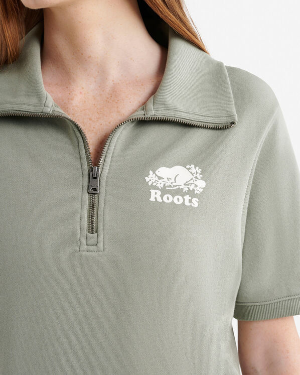 Robe &agrave; manches courtes et demi-glissi&egrave;re en jersey bouclette Cooper