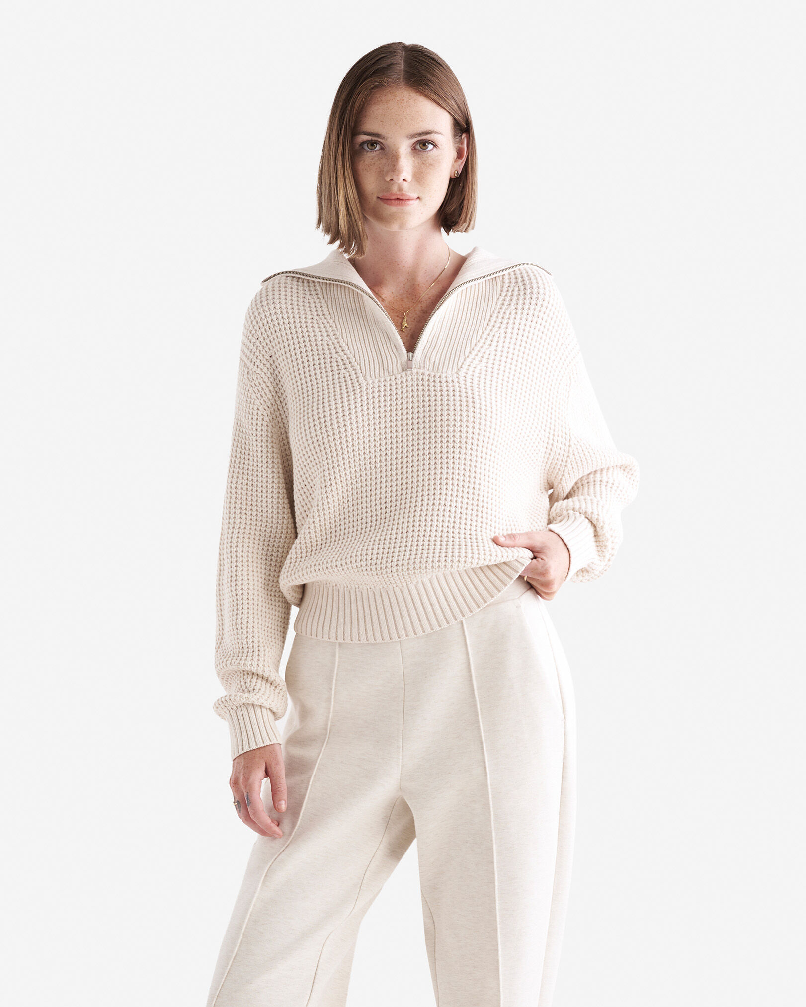 Niagara Waffle Half Zip Sweater