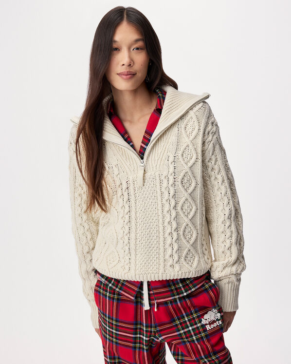 Cable Knit Quarter Zip Sweater