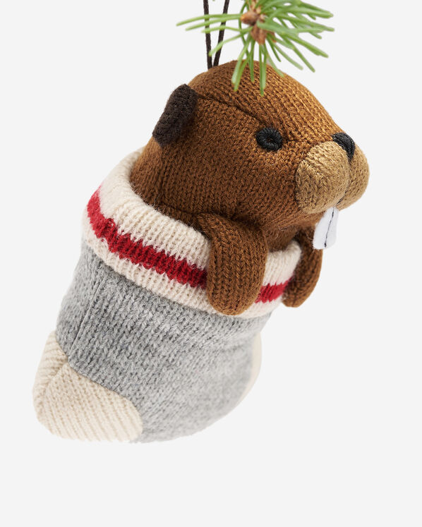 Ornement Castor et bas de Noël Cabane Ornement Castor et bas de Noël Cabane