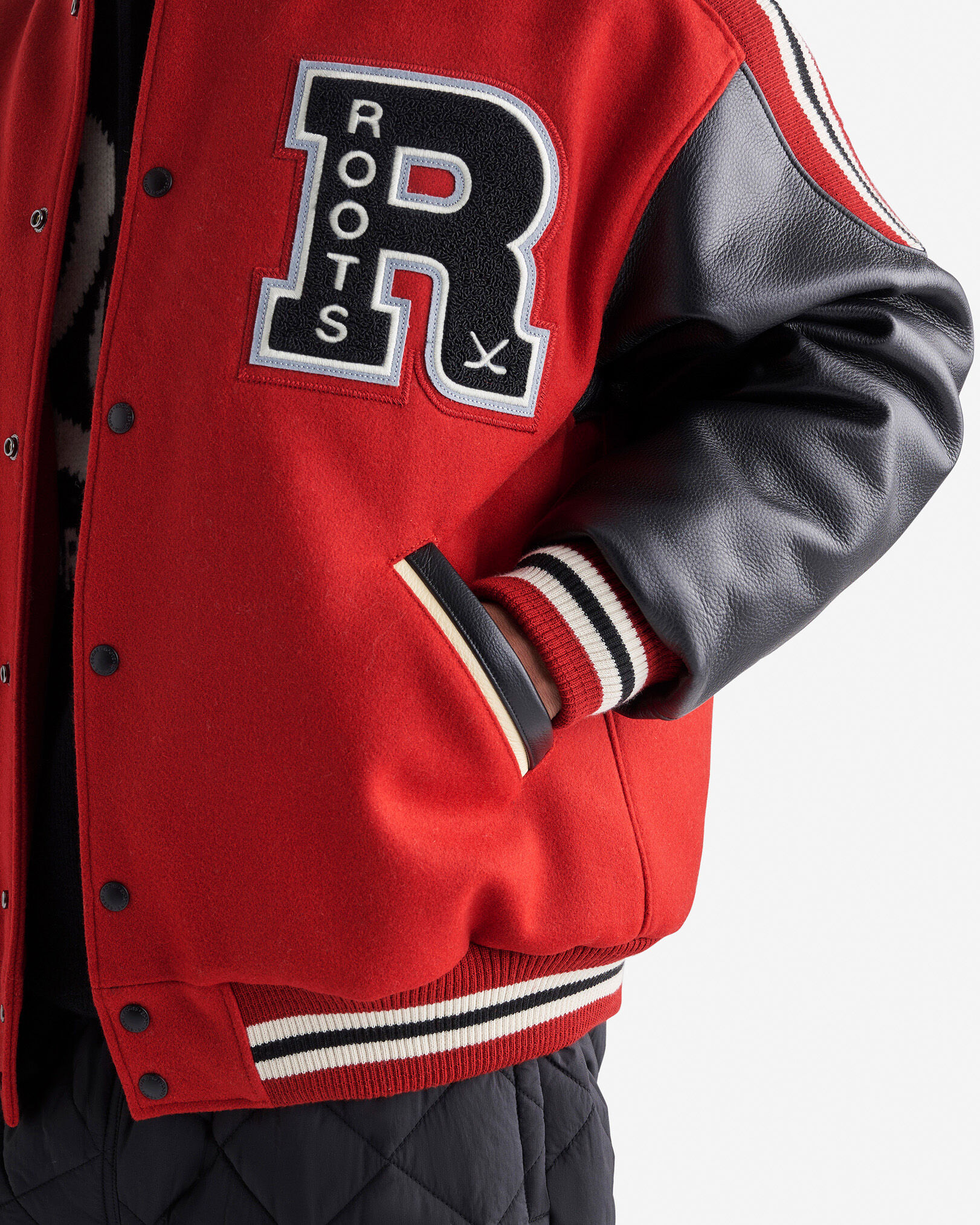 Roots Hockey Varsity Jacket in Cardinal Red