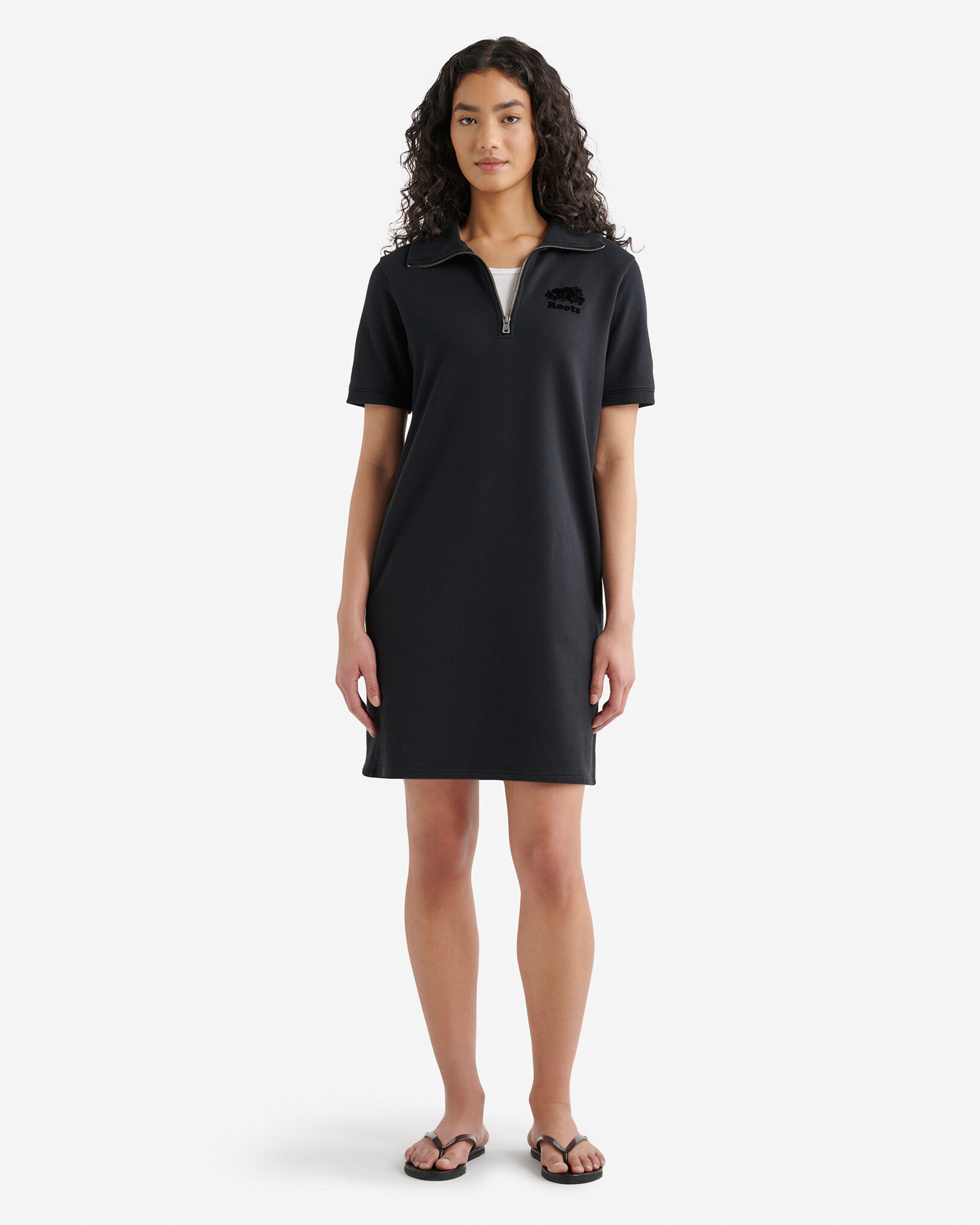 Organic Cooper Terry Quarter Zip Dress | Roots