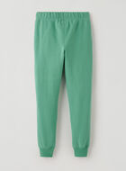Pantalon ajusté à cheville côtelée en molleton de coton bio pour fille