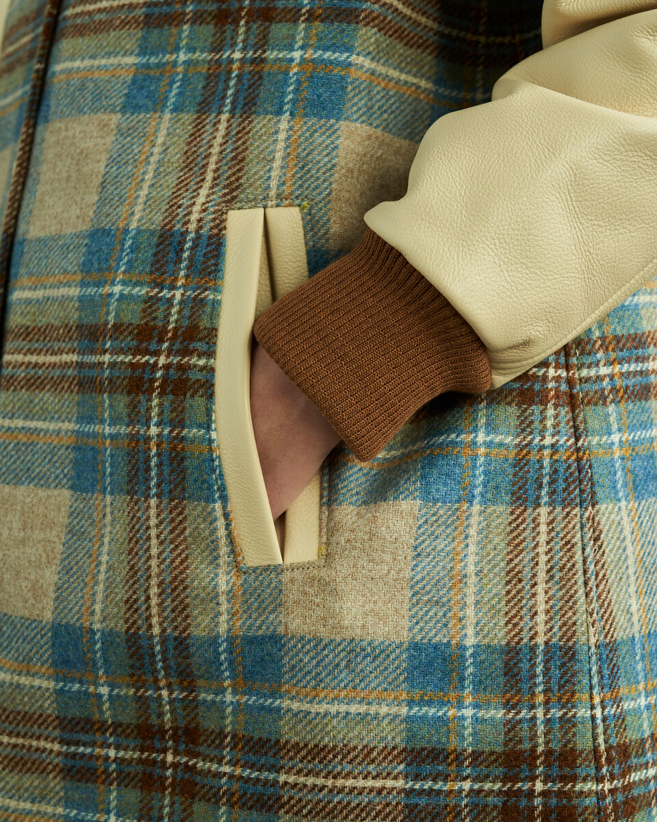 Moon Plaid A-Line Varsity Jacket
