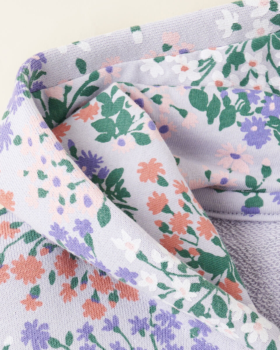 Chandail à capuchon et glissière motif floral pour tout-petits
