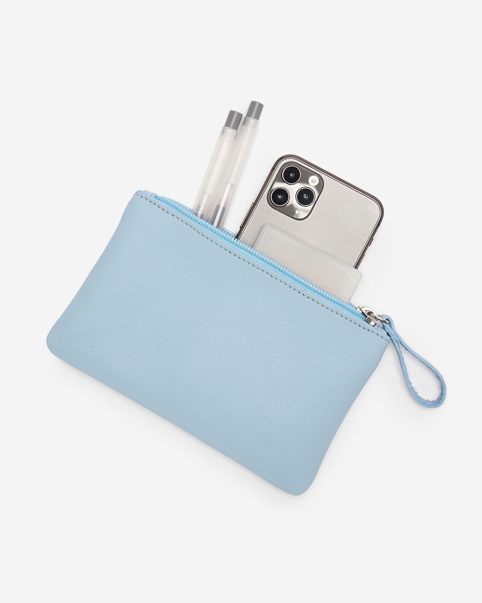 Pochette moyenne à glissière en cuir Nuage