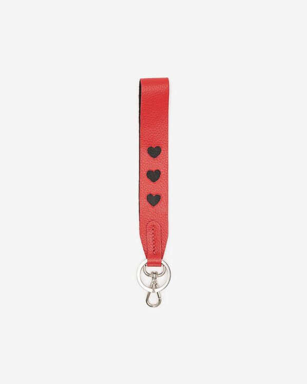 Porte-clés triple cœur en cuir Cervino