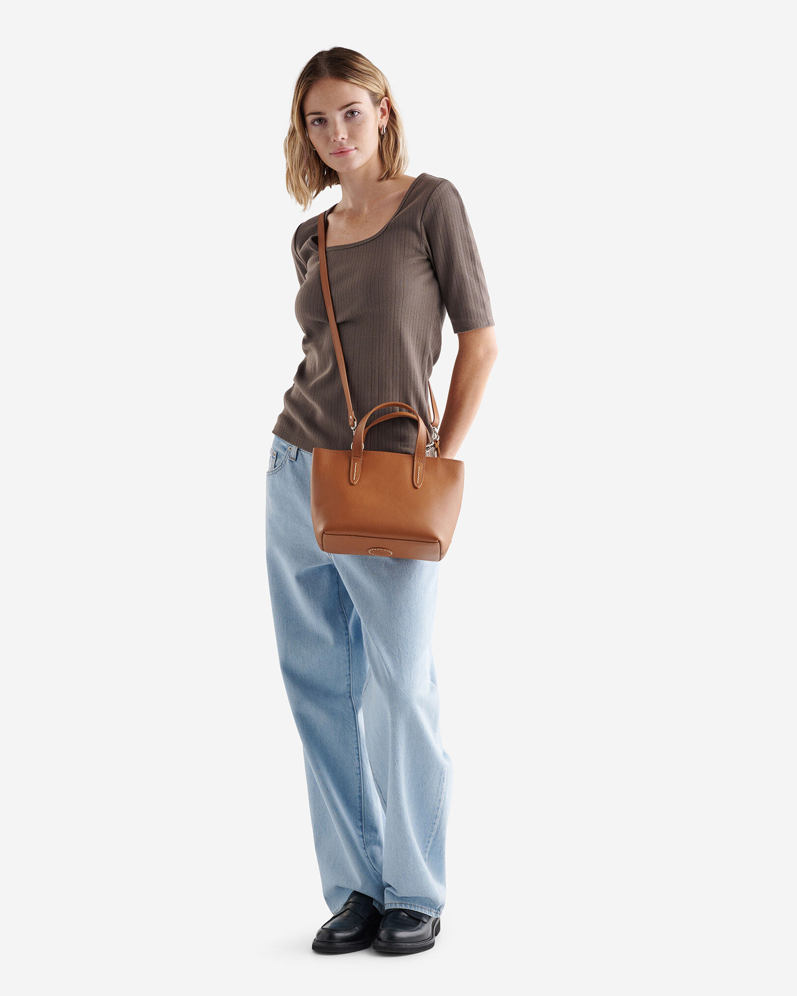 Pointelle Square Neck Short Sleeve T-shirt