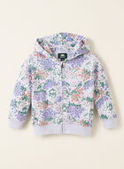 Chandail à capuchon et glissière motif floral pour tout-petits