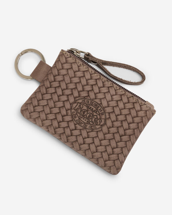 Pochette &agrave; glissi&egrave;re en cuir tiss&eacute;