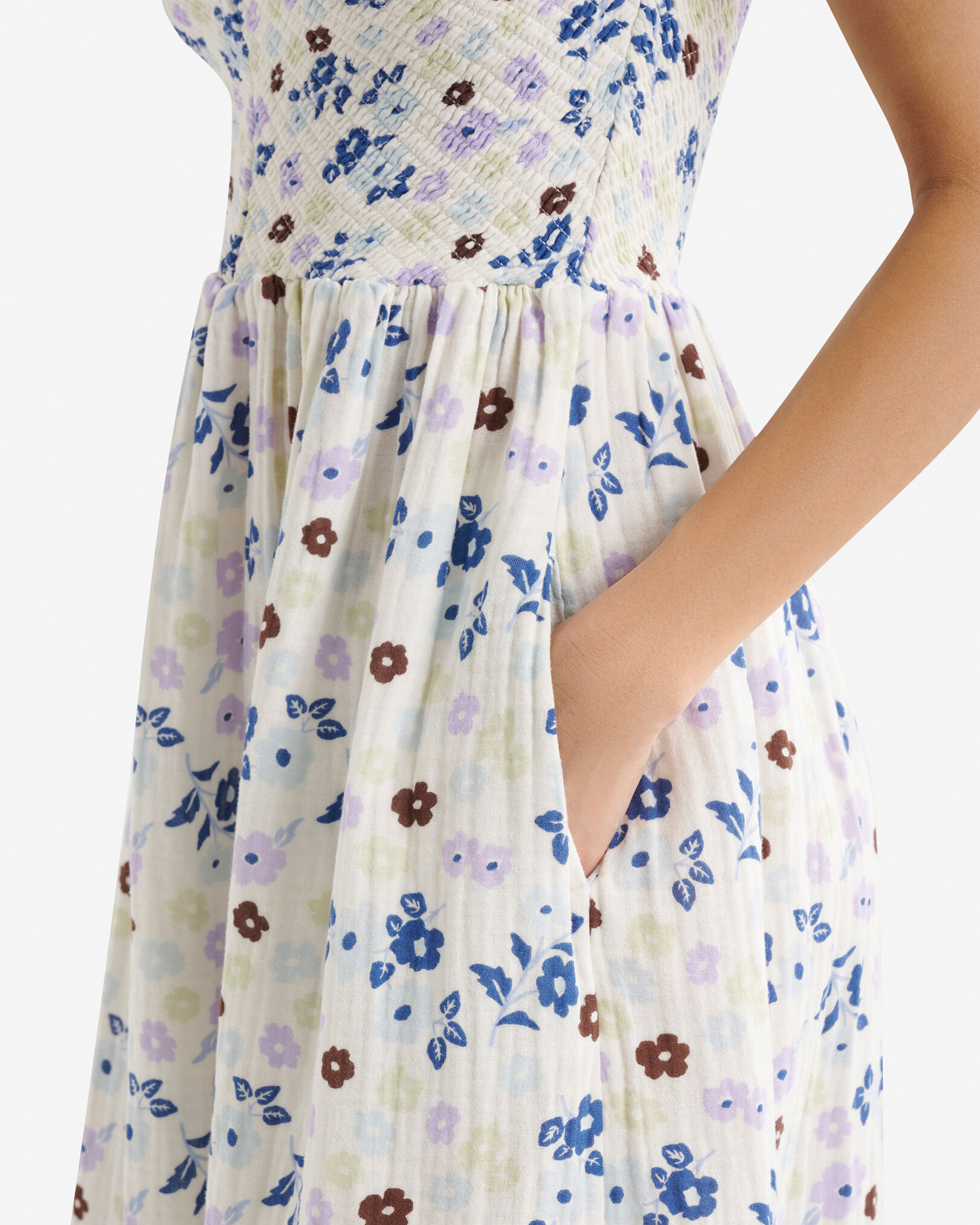 Robe nid-d’abeilles en gaze de coton Isla