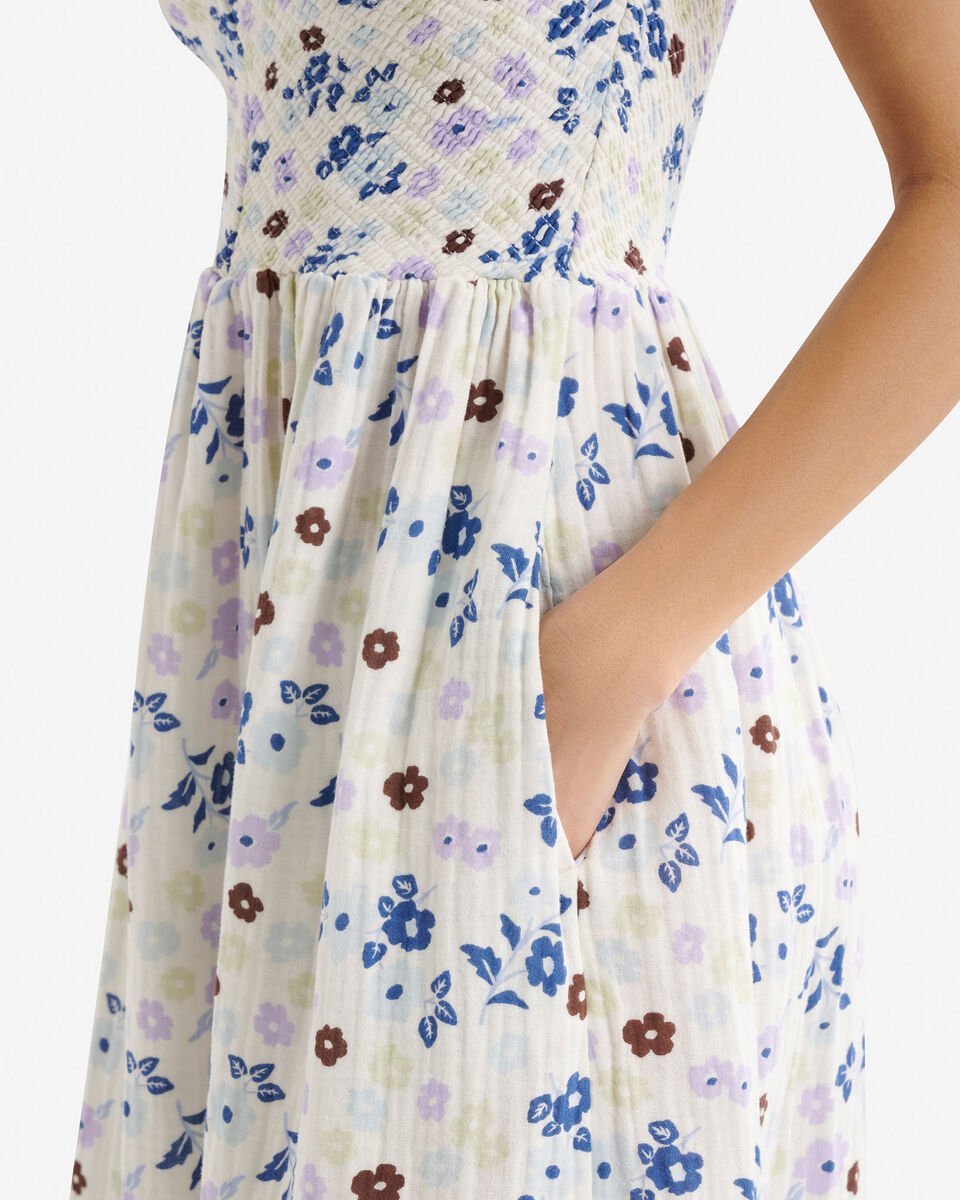 Robe nid-d&rsquo;abeilles en gaze de coton Isla