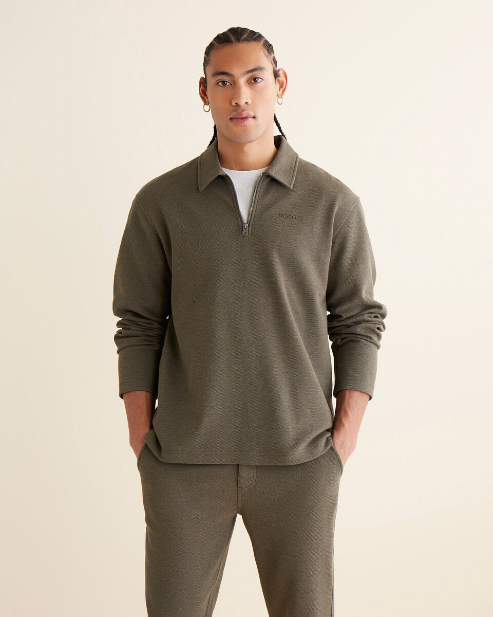 Junction Knit Twill Half Zip Polo