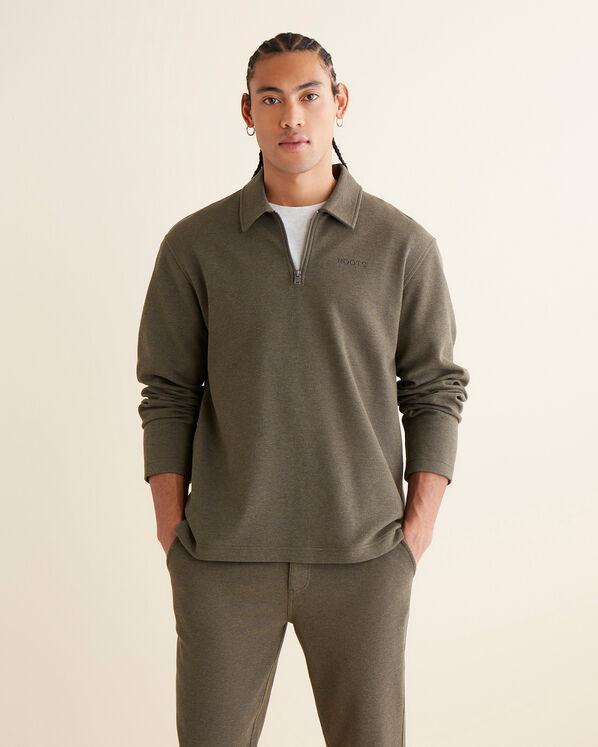Junction Knit Twill Half Zip Polo