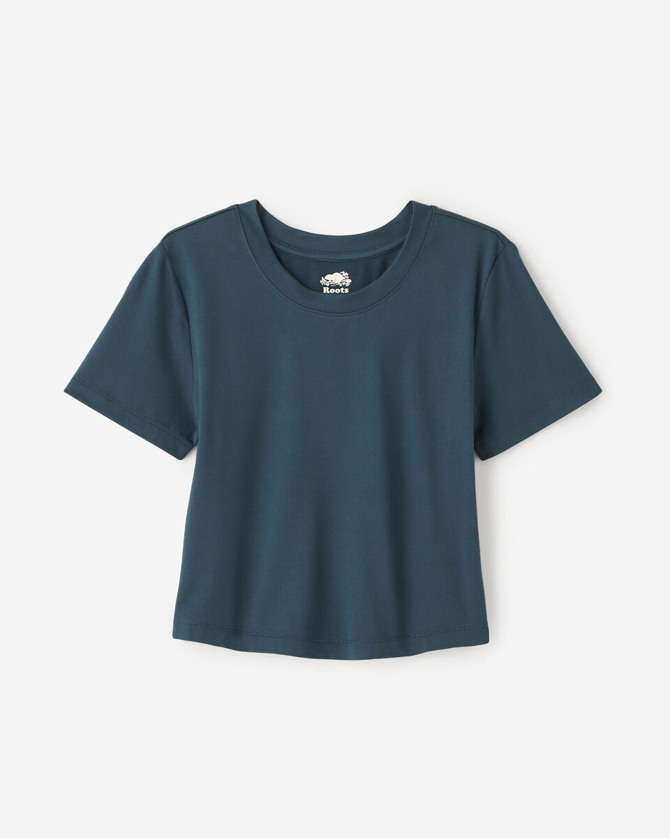 RNS078 - Micromesh Short Sleeve Crop Top Tee Shirt