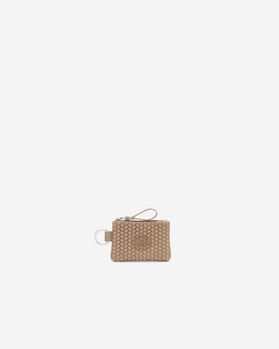 Pochette &agrave; glissi&egrave;re en cuir tiss&eacute;