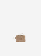 Pochette &agrave; glissi&egrave;re en cuir tiss&eacute;