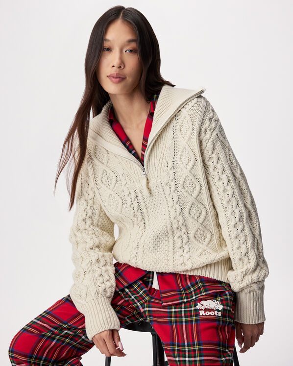 Cable Knit Quarter Zip Sweater