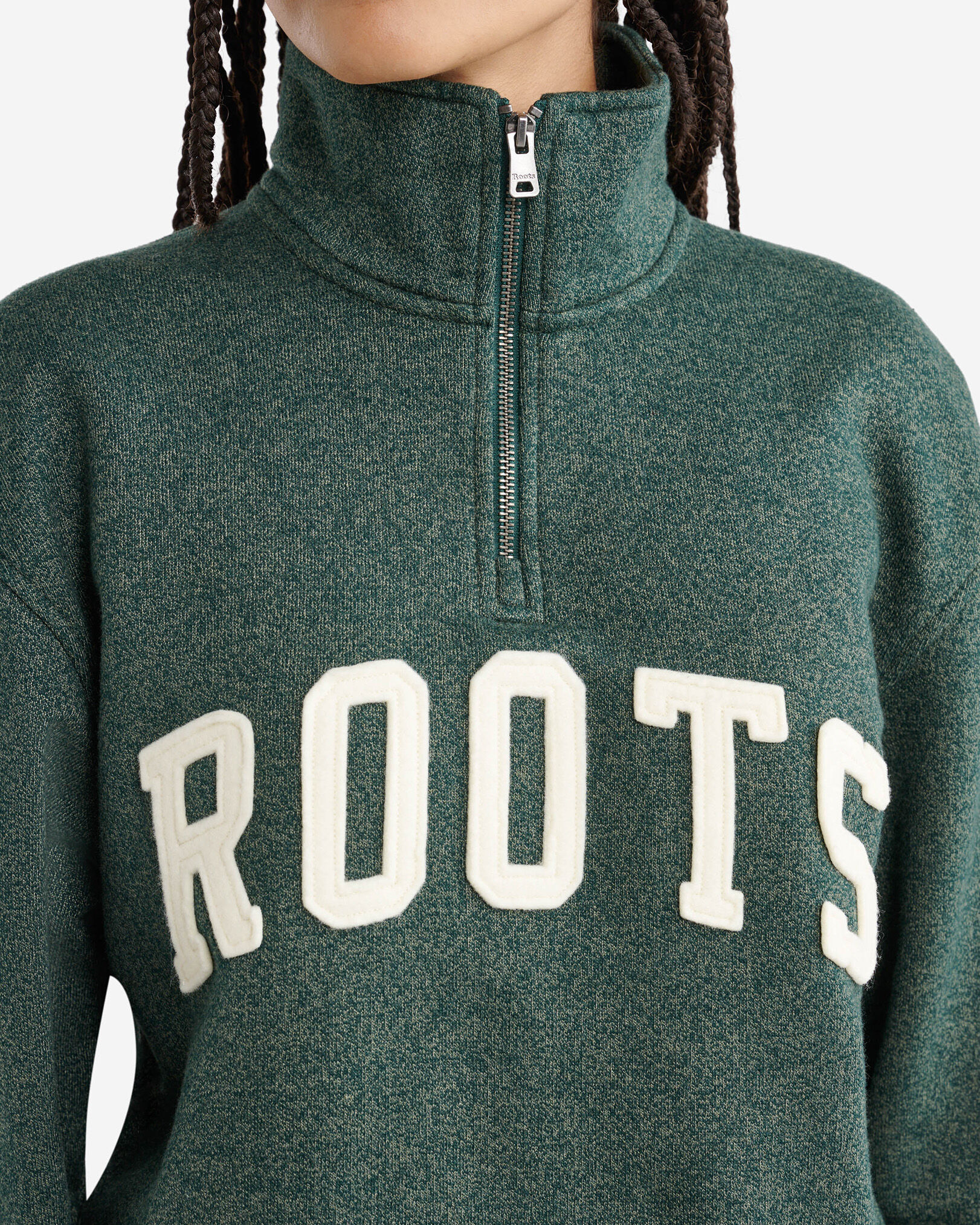Roots Applique Half Zip Stein