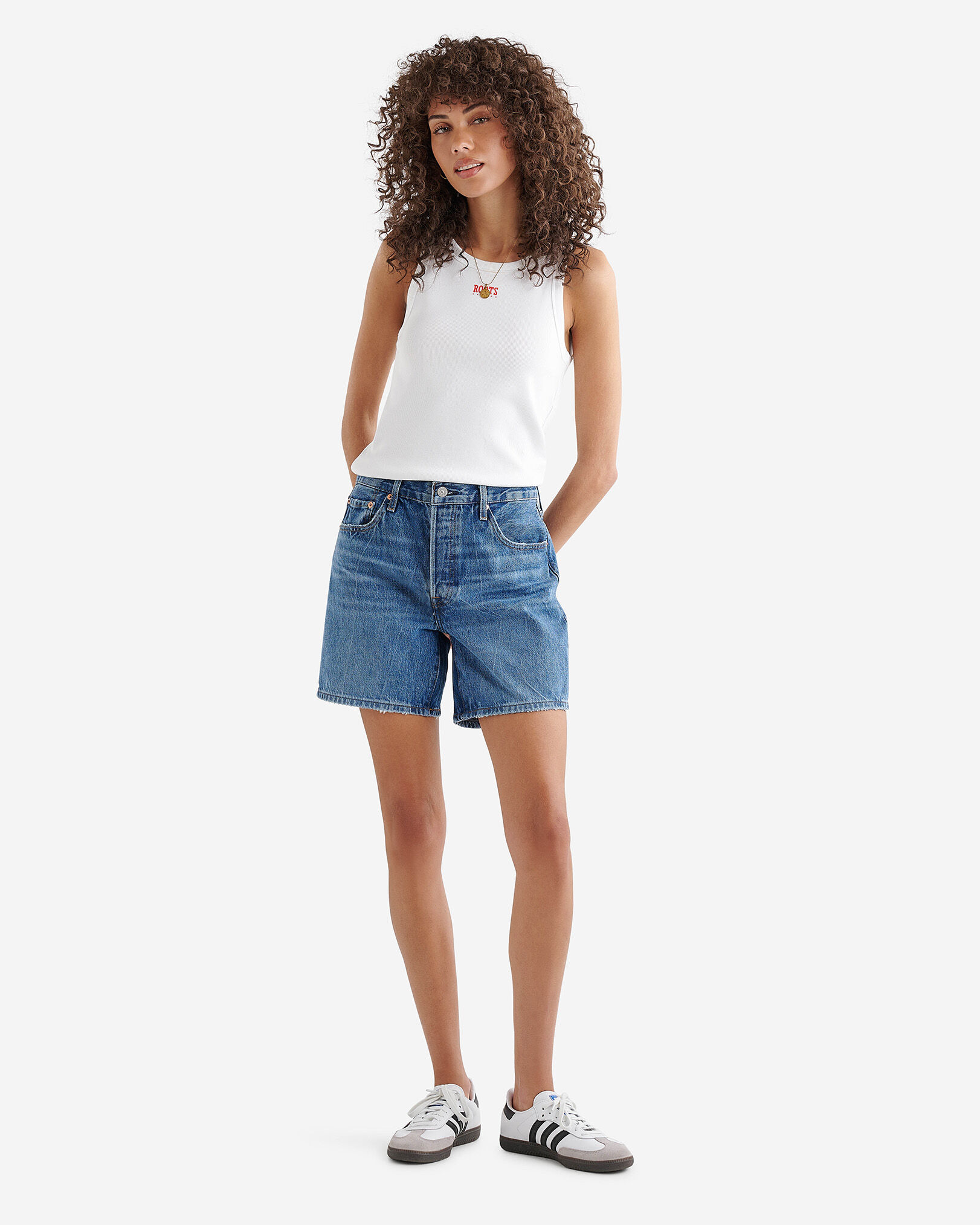 High waisted mid thigh jean shorts shop