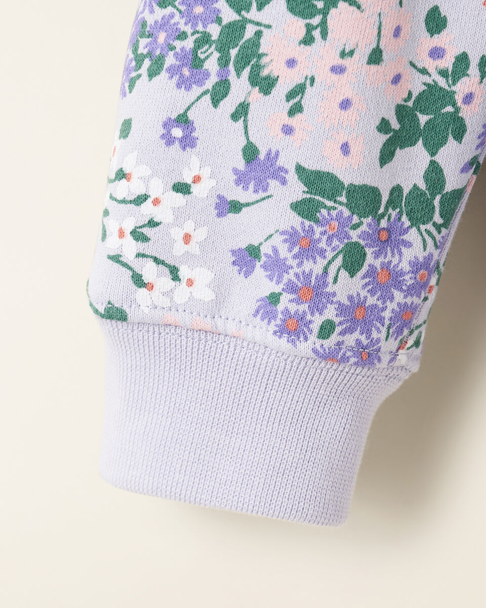 Chandail à capuchon et glissière motif floral pour tout-petits